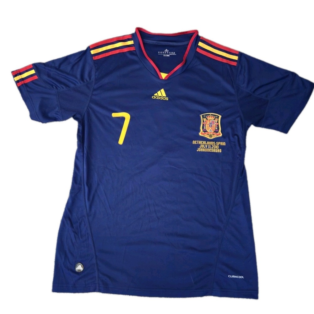 David Villa #7 Size XL Jersey Spain Away 2010 World Cup Soccer Football Adidas